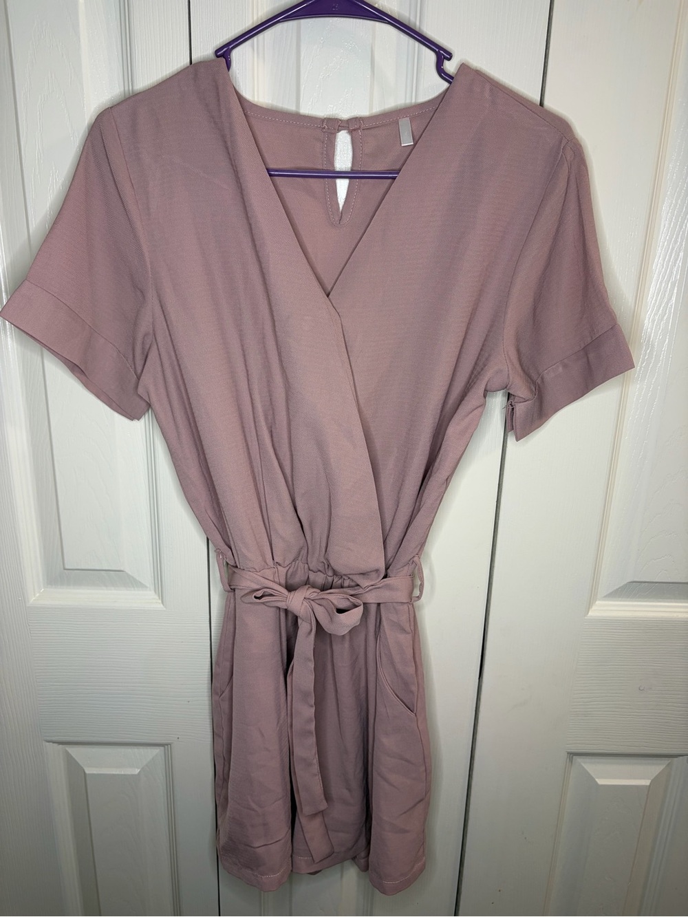 Womens Wrap Romper in Dusty Rose